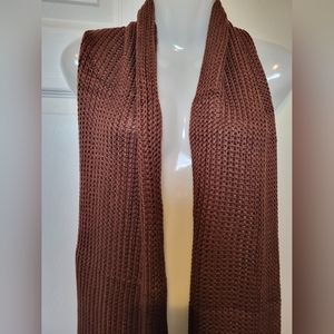 Brown Knit Fringe Scarf